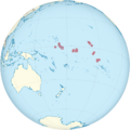 Kiribati on the globe (small islands magnified) (Polynesia centered).png