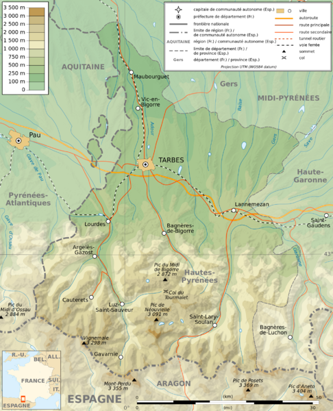 Soubor:Hautes Pyrenees topographic map-fr.png